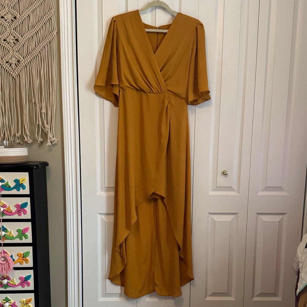 New York & Company Mustard High Low Dress